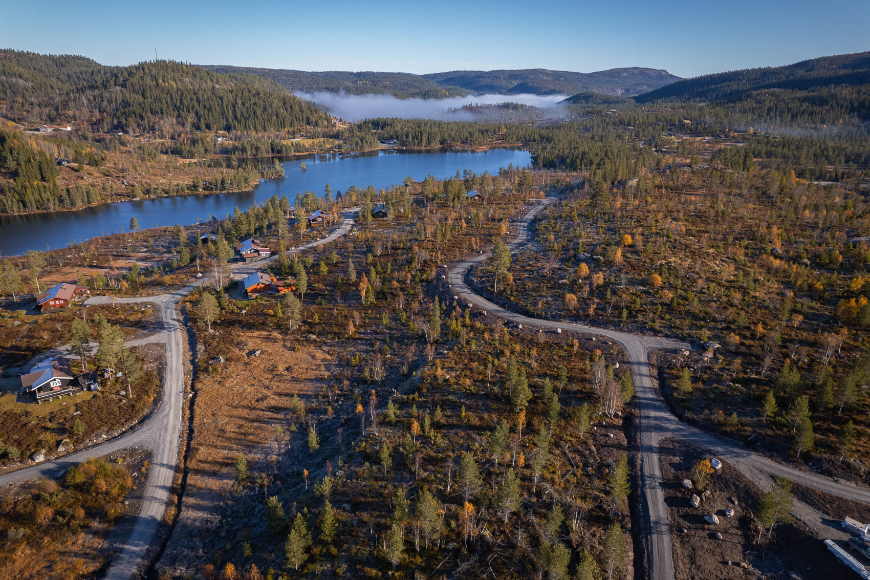 Hyttetomter i Birtedalen i Fyresdal kommune på Høsten 