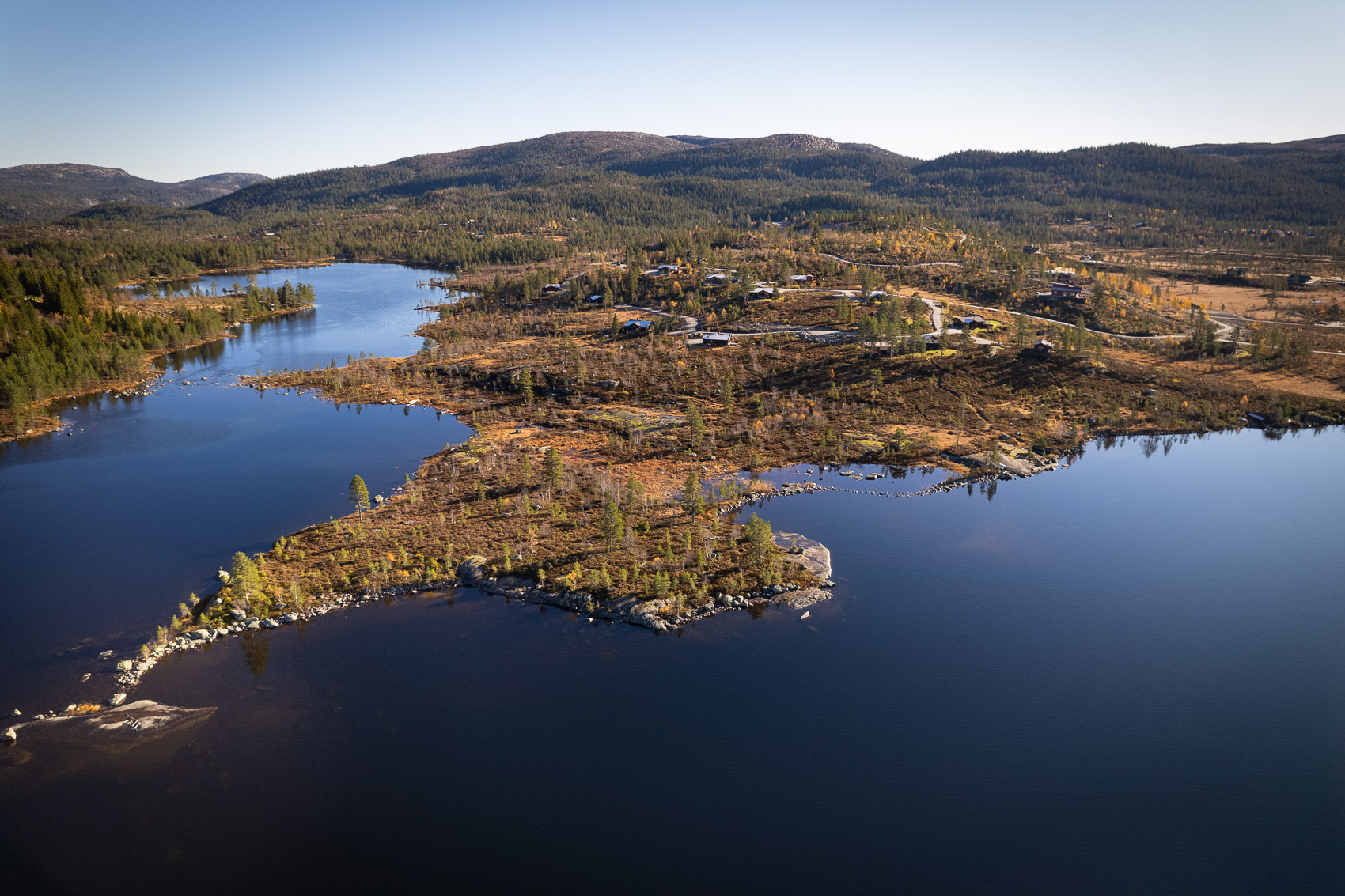 Hyttetomter i Birtedalen i Fyresdal kommune på Høsten